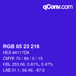 カラーコード: RGB 65 23 216 | qconv.com
