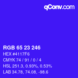 カラーコード: RGB 65 23 246 | qconv.com