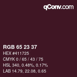 カラーコード: RGB 65 23 37 | qconv.com