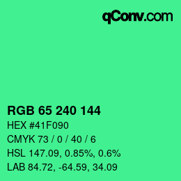 カラーコード: RGB 65 240 144 | qconv.com