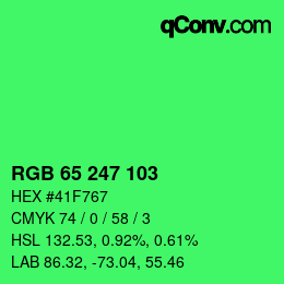 Color code: RGB 65 247 103 | qconv.com