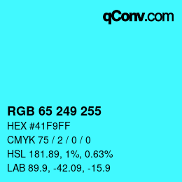 颜色代码: RGB 65 249 255 | qconv.com