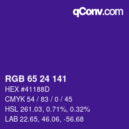 カラーコード: RGB 65 24 141 | qconv.com
