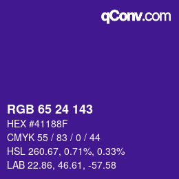 カラーコード: RGB 65 24 143 | qconv.com