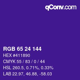 カラーコード: RGB 65 24 144 | qconv.com