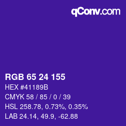 カラーコード: RGB 65 24 155 | qconv.com