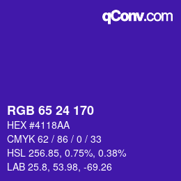 カラーコード: RGB 65 24 170 | qconv.com