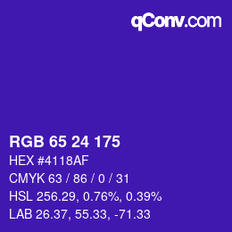 颜色代码: RGB 65 24 175 | qconv.com