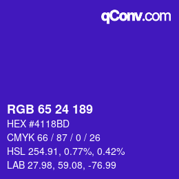 カラーコード: RGB 65 24 189 | qconv.com