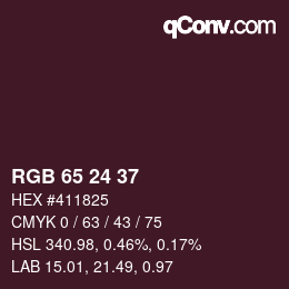 Color code: RGB 65 24 37 | qconv.com