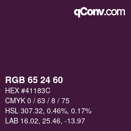 颜色代码: RGB 65 24 60 | qconv.com