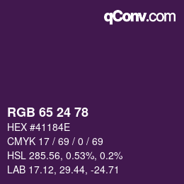 颜色代码: RGB 65 24 78 | qconv.com