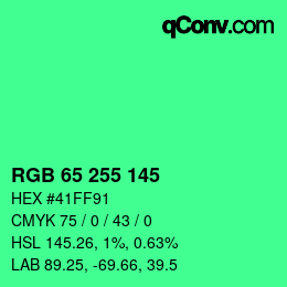 颜色代码: RGB 65 255 145 | qconv.com