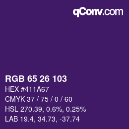 颜色代码: RGB 65 26 103 | qconv.com