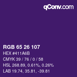 Farbcode: RGB 65 26 107 | qconv.com