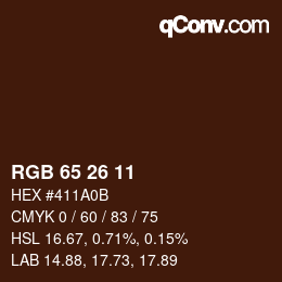 カラーコード: RGB 65 26 11 | qconv.com