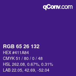 Color code: RGB 65 26 132 | qconv.com