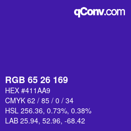 カラーコード: RGB 65 26 169 | qconv.com