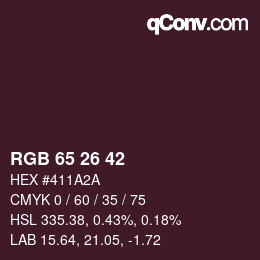 カラーコード: RGB 65 26 42 | qconv.com
