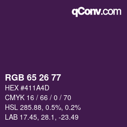 Farbcode: RGB 65 26 77 | qconv.com