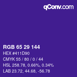 カラーコード: RGB 65 29 144 | qconv.com