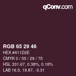 カラーコード: RGB 65 29 46 | qconv.com