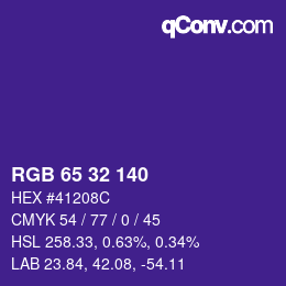カラーコード: RGB 65 32 140 | qconv.com