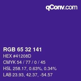 颜色代码: RGB 65 32 141 | qconv.com