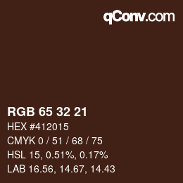 カラーコード: RGB 65 32 21 | qconv.com