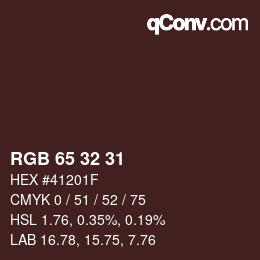 Color code: RGB 65 32 31 | qconv.com