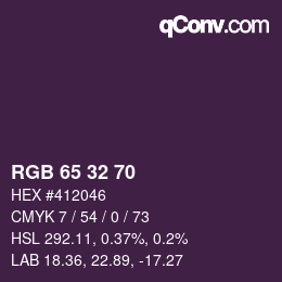 Farbcode: RGB 65 32 70 | qconv.com