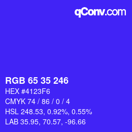 Color code: RGB 65 35 246 | qconv.com