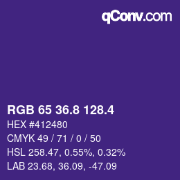 カラーコード: RGB 65 36.8 128.4 | qconv.com