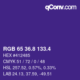 カラーコード: RGB 65 36.8 133.4 | qconv.com
