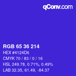 颜色代码: RGB 65 36 214 | qconv.com