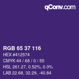 颜色代码: RGB 65 37 116 | qconv.com