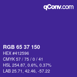 カラーコード: RGB 65 37 150 | qconv.com