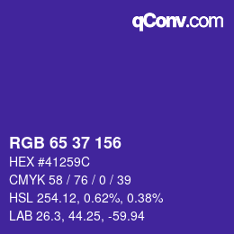カラーコード: RGB 65 37 156 | qconv.com