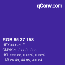 Color code: RGB 65 37 158 | qconv.com