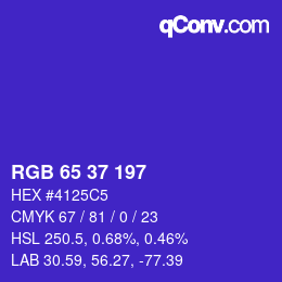 Color code: RGB 65 37 197 | qconv.com