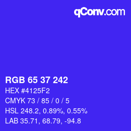 Color code: RGB 65 37 242 | qconv.com