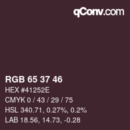 カラーコード: RGB 65 37 46 | qconv.com
