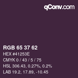 カラーコード: RGB 65 37 62 | qconv.com