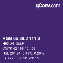 カラーコード: RGB 65 38.2 111.6 | qconv.com