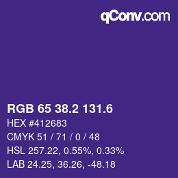 カラーコード: RGB 65 38.2 131.6 | qconv.com