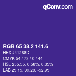 カラーコード: RGB 65 38.2 141.6 | qconv.com