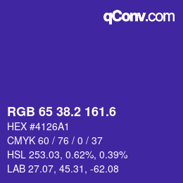 カラーコード: RGB 65 38.2 161.6 | qconv.com