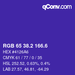 カラーコード: RGB 65 38.2 166.6 | qconv.com