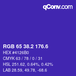 カラーコード: RGB 65 38.2 176.6 | qconv.com