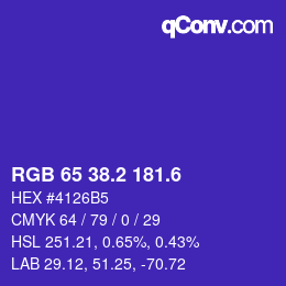 カラーコード: RGB 65 38.2 181.6 | qconv.com
